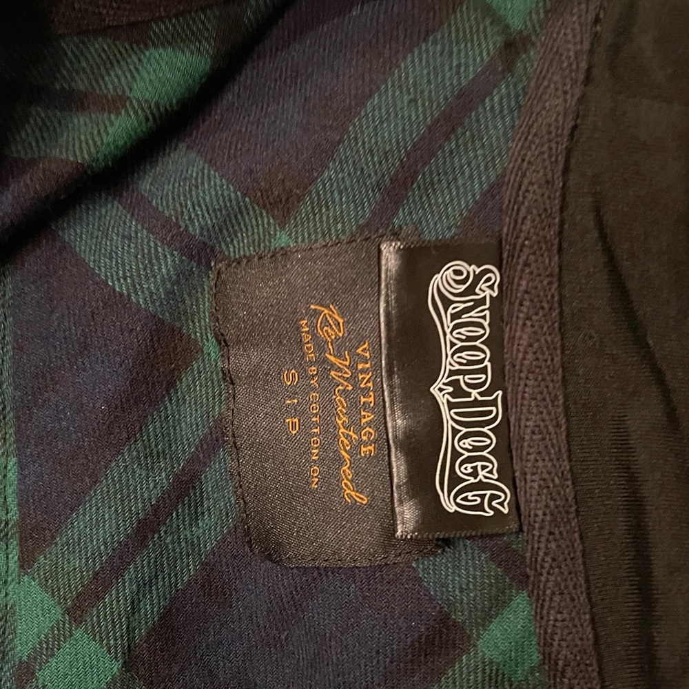 NWT Snoop Dogg Doggfather Hoody Hoodie Size S Green Black Plaid Shirt Cotton - Picture 4 of 4